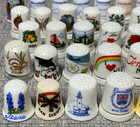 Vintage Lot Of 47 Travel State City Landmarks Travel Souvenir Porcelain Thimbles
