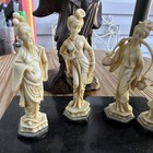 Vintage Asian Figurines Lot Of 5 Large Wood Carved And 4 Small Plastic Warriors