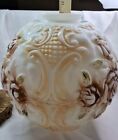 Vintage Milk Glass Lamp Shade Globe Floral Victorian Style 11  Dia  L   L Wmc