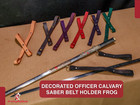 Decorated Calvary Saber Frog Belt Holder  2 Piece Set Genuine Leather - 9 Colors