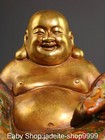 11  Old Dynasty Pure Bronze Cloisonne Enamel Happy Laugh Maitreya Buddha Statue