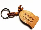 Feng Shui Peach Wood Curved Mazu  matsu  Goddess Key Ring  Chain For Protection 