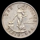          1903 Philippines 10 Centavos Large Type  900 Silver Philadelphia Km  165