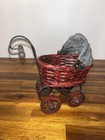 Vintage Antique Victorian Baby Doll Carriage Stroller Buggy Wicker Steel 