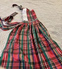Vintage Tartan Plaid Bib Apron Cotton With White Ruffle Trim