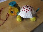 Vintage Fisher Price Pull Toy Turtle 496 Tiny Tim   Wooden Wheels 