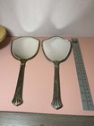 Vintage Hand Held Vanity Mirror Set Of 2 Gold Tone Silver Tone Floral Now Curved