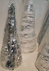 Christmas Trees 6 -12  Set Of 6 White Silver Sparkly New