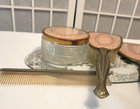 1930s Antique Vanity Set Pink Flowers Beautiful Pattern  tray Not Included 