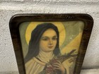 Vtg Art Deco Framed Print Of Saint Therese Of Lisieux The Little Flower Of Jesus