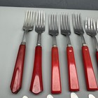 Mixed Lot Of Red Handled Bakelite Flatware Various Handle Styles Lot Of 17