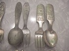 Vintage 7 Pairs Of Nursery Rhyme Baby Spoon   Fork Sets  All Are Silver Plate