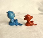 Vintage Japan Pixie Elf Figurines Set Of 2 Red Blue Porcelain Christmas Decor
