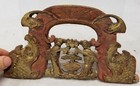 Antique Vintage Carved Wooden Chinese Gilt And Red Painted Decorated Handle