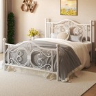 Queen twin full Metal Platform  Bed Frame With White Headboard   Footboard
