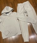 Adidas Youth Set Boy s Hoodie Pants Tracksuit Beige Size 8-10 12-14 16-18 20 New
