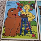 Vintage Lot Of 4 Playskool Sesame Street Wood Particle Board Puzzles