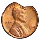 1964 Lincoln Cent Pcgs Ms63rd 5  Double Curved Clip Mint Error Coin 1c