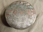 Vintage 1940s  Silk Mirrored Powder Box Only Puff Remaining 3x5 75 