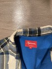 Supreme Nyc Fleece Lined Plaid Flannel Shirt White Blue Snap Button Size M