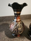 Set Of 2 Brass Vase With Antique Oxidized Finish And Carving From India