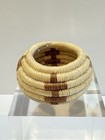 Vintage Native American Mini Basket Hand Coiled Cross Design Tohono O odham 2 5   