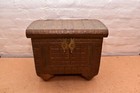 Atq India Elaborate Casket Box Brass W Wood Dowry Jewelry Chest Trunk Open Face