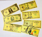 70 Pcs Golden Plastic Foil Crafts Banknotes Us 1-100 Dollar 7 Pcs Different Set