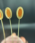 Antique Victorian Goldstone Stick Pin Lot Of 3 Gold Tone Oval Hat Lapel Cravat