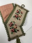 Vintage Needlepoint Tapestry Brass Bell Pull Roses Wall Hanging 32    Victorian