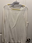 Women   s White Long Sleeve Waffle Shirt