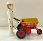 2613 - Vintage Marx Tin Litho   Plastic Wind-up Sam The Gardener  Working 
