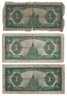 Dominion Of Canada -  3  1923 One Dollar Banknotes  black Seal 