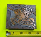 Antique Vtg Knight Riding Horse Crest Letterpress Print Type Ornament Cut Block