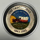 1993 Oregon Trail Commemorative Coin Enamel 1 Troy Oz  999 Fine Silver Round 999