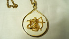 Vintage Zodiac Sagittarius Archer Pendant Necklace Metal Acrylic W Original Tag
