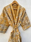 Floral Handmade Kantha Jacket Japanese Kimono Style Floral Kantha Robe Winter