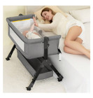 Baby Bedside Sleeper Crib Side Bassinet Bed With Storage Basket And Mosquito Net