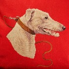 Vtg Black Greyhound Azawkh Dog Embroidered Mix Tassel Throw Pillow 16 