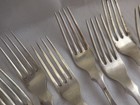 Duhme   Co Cincinnati Ohio Set 12 Coin Silver Dessert Forks 6 7 8  Monogram C
