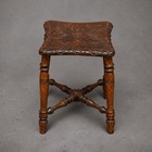 19th Century English Carved Oak Stool