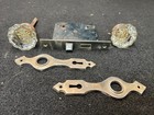 Vintage 12 Point Glass Door Knob  Door Mortise Lock With Backplates