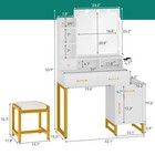 Makeup Vanity Set With Mirror  Drawers  41 2-inch  Lighting In 3 Colors   white 