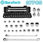Duratech 27pcs Extra Long Flex Head Ratcheting Wrench Set 8-22mm Socket Adapters