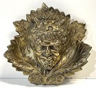 Antique Or Vintage Brass Satyr Devil Face Wall Art Or Ormolu Mount