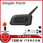 V6 Plus Motorcycle Helmet Bluetooth Headset Intercom 1200m Interphone