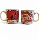 Vintage Artmark Heart Mug Set  Love Coffee Cups  Hearts   Flowers In Boxes
