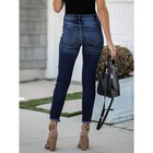 High   waisted Ripped Skinny Jeans button Fly Stretch Distressed Denim Pants
