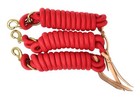 Aj Tack 9 Foot Nylon Lead Rope With Leather Popper - Set Of 3
