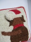 Mud Pie Wool Hooked Christmas Throw Pillow Dogs 18  Long Rectangle